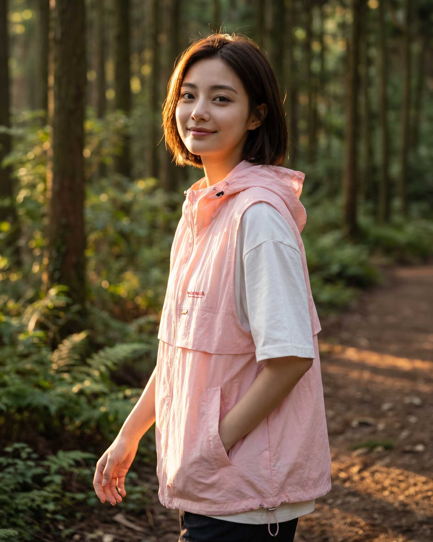 ICE PINK SHELL VEST 着用